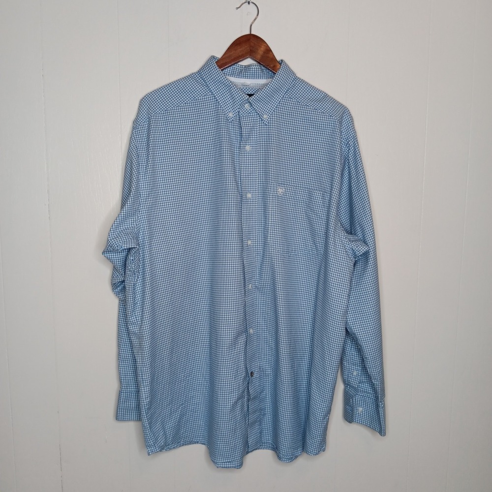 Ariat Pro Series Shirt Mens Size XL Blue White Gingham Button Down Long Sleeve